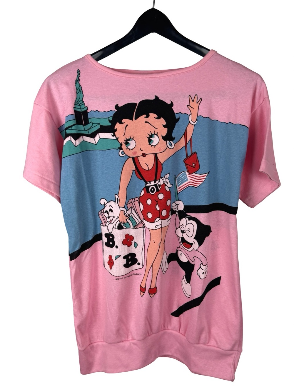 Vintage 1985 Betty Boop Wrap Around Pink Cartoon Promo Sweatshirt Size M